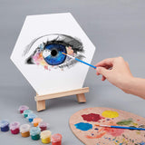 Hexagon Painting Canvas Panel Drawing Boards, with Plastic & Nylon Paint Brushes Pens, Mixed Color, Drawing Boards: 24.8x21.6x0.3cm