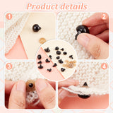 Plastic Safety Noses & Eyes, with 60Pcs Plastic Pads, For DIY Doll Toys Accessories, Mixed Color, 12mm