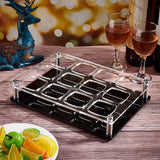 Glitter 12-Hole Acrylic Shot Glasses Holders, Square Beer Wine Glasses Organizer Rack for Family Party Bar Pub, Square Pattern, Finished Product: 250x180x52mm