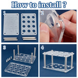 Acrylic Laboratory Test Tube Rack, 201 Stainless Steel Column Support Standoff Pins, Clear, 112x70x92mm