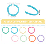 240Pcs 8 Colors Zinc Alloy Open Jump Rings, Round Ring, Mixed Color, 18 Gauge, 10x1mm, Inner Diameter: 8mm, 30pcs/color