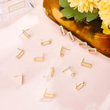 20Pcs Brass Stud Earring Findings, with Vertical Loops, Rectangle, Nickel Free, with 40Pcs Plastic Ear Nuts, Real 18K Gold Plated, 15.5x7mm, Hole: 2.5mm, Pin: 0.8mm