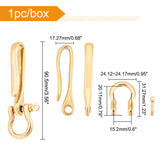 U-Shaped Brass Key Hook Shanckle Clasps, for Wallet Chain, Key Chain Clasp, Pocket Clip, Golden, 90x24x15mm, 1pc
