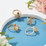 Adjustable Brass Finger Rings Components, Crystal Rhinestone Pad Ring Base Settings, Matte Gold Color, Tray: 3mm and 10x7mm, US Size 5 1/4(15.9mm), 4pcs/box