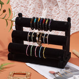 Velvet Bracelet Displays, Removable 3 Tier T-bar Jewelry Display Stand, Black, 16.7x30.4x23cm