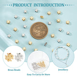 60Pcs 2 Colors Brass Beads, Clover, Platinum & Golden, 5x5x2.5mm, Hole: 1.5mm, 30pcs/color