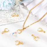 20Pcs Rack Plating Brass Pendant Pinch Bails, Ice Pick Pinch Bails with Cubic Zirconia, Real 18K Gold Plated, 16.5x14~15x5mm, Hole: 4x4.5mm, Pin: 1mm