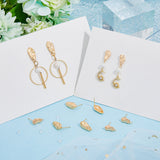 12Pcs 2 Style Brass Stud Earring Findings, with Horizontal Loops and 30Pcs Plastic Ear Nutss, Real 18K Gold Plated, 13.5x6.5mm, Hole: 1.2mm, 16.5x7.5mm, Hole: 1.4mm, Pin: 0.7mm, 6Pcs/style