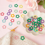 Alloy Knitting Stitch Marker Rings, Flower, Mixed Color, 1.65x1.7x0.1cm, Inner Diameter: 9.5mm, 60pcs/box