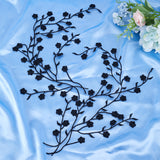 Cotton Embroidery Ornament Accessories, Appliques, Flower, Black, 450~470x1mm