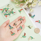 24Pcs 12 Colors Alloy Enamel Peadants, Golden, Convallaria Majalis, Mixed Color, 30x20mm, 2pcs/color