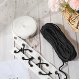 4 Yards Cotton Ribbons with Platinum Tone Iron Eyelet Rings, for Garment Accessories, with 10M Cotton String Threads, White, Ribbon: 3/4 inch(19mm), Threads: 3mm