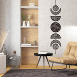 Moon Phase Wood Hanging Wall Decorations, with Cotton Thread Tassels, for Home Wall Decorations, Leaf, 790mm