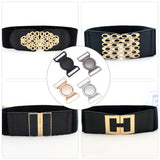 8 Sets 4 Colors Alloy Buckles, Garment Accessories, Flat Round, Mixed Color, 30.5x51.5x3mm, Hole: 25x2.8mm, 2 sets/color