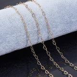 5M Soldered Brass Cable Chains, Heart Link Chains, Long-Lasting Plated, with Spool, Golden, 3x5x0.5mm