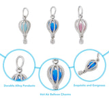 18Pcs 2 colors Alloy Pendants, with Cat Eye Inside, Hot Air Balloon, Platinum, Mixed Color, 21.5x11x11mm, Hole: 5.5mm, 9pcs/color