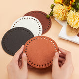 4Pcs 4 Colors Litchi Grain PU Leather Bag Bottoms, Flat Round, Mixed Color, 12x0.4cm, Hole: 5mm, 1pc/color