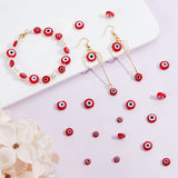 3 Strands 3 Style Handmade Evil Eye Lampwork Beads Strands, Flat Round, Red, 6~10x3~4mm, Hole: 1mm, 1strand/style