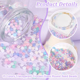 150G 15 Colors Transparent Frosted Glass Round Seed Beads, Mixed Color, 3x2mm, Hole: 1mm, 10g/color