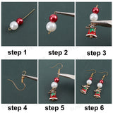 DIY Christmas Dangle Earrings Making Kit, Including Glass Pearl Beads, Christmas Tree & Bell & Hat & Snowflake Alloy Enamel & 304 Stainless Steel Pendants, Brass Earring Hook, Mixed Color