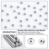 304 Stainless Steel Beads, Round, with Bead Container, Stainless Steel Color, 6mm, Hole: 2~3mm, about 100pcs/box