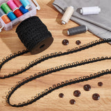 Polyester Braid Trims with Elastic Button Loops, Buttonhole Ribbons for Costume Crafts and Sewing, Black, 5/8 inch(15mm), about 27.34 Yards(25m)/Roll