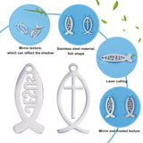 20pcs 2 Style 201 Stainless Steel Pendants, For Easter, Jesus Fish, Stainless Steel Color, 23~36x10~12x1~1.8mm, Hole: 2mm, 10pcs/style