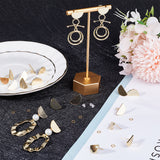 20Pcs Half Round Brass Stud Earring Findings, with Vertical Loops & 20Pcs Open Jump Rings & 50Pcs Plastic Ear Nuts, Real 18K Gold Plated, 9x16mm, Hole: 2.5mm, Pin: 0.8mm