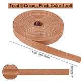 2 Rolls 2 Colors Paper Ribbons, for Rattan Woven Making, Mixed Color, 12~15.5mm, about 10m/roll, 1roll/color