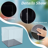 Transparent Acrylic Display Boxes, Dust-Proof Cases, with Black Base and 16Pcs Plastic Rings, for Models, Building Blocks, Doll Display Holders, Clear, 25.3~26x26~26.3x0.2cm, 22pcs/set