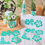 Waterproof PET Adhesive Sticker Car Stickers, DIY Car Decorations, Hibiscus Rosa-sinensis, Turquoise, 205x200x0.5mm
