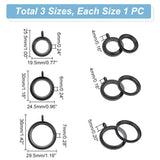 3Pcs 3 Style 304 Stainless Steel Locket Pendants, with Glass, DIY Accessories for Jewelry Pendant Making, Flat Round Charm, Electrophoresis Black, 25.5~36x19.5~29.5x4~6mm, Hole: 4~5mm, 1pc/style