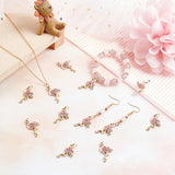 Alloy Enamel Pendants, with Rhinestone, Light Gold, Flamingo, Violet, 30x16x4mm, Hole: 1.4mm, 21pcs/box