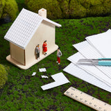 6 Sheets 2 Style PVC Plastic Roof Tiles, Miniature Tiles Model Building Set, Sand Table Micro Landscape Accessories, White, 298x200x1~3mm, 3 sheets/style