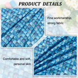 Fishscale Pattern Polyester Fabrics, for DIY Bed Sheet, Tablecloth, T-shirt, Dress, Rectangle, Deep Sky Blue, 1450x1000mm