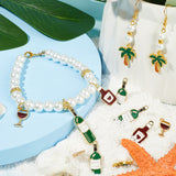 42Pcs 7 Styles Alloy Enamel Pendants, Wine Glass & Bottle & Coconut Tree, Mixed Color, 17~31x8~15x1~2.5mm, Hole: 1~1.6mm, 6pcs/style