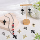 24Pcs 6 Colors Alloy Pendants, with Rhinestone, Cross Charms, Mixed Color, 29x20.5x4mm, Hole: 1.6mm, 4Pcs/color