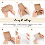 30Pcs Kraft Paper Jewelry Drawer Boxes, with PVC, Rectangle, BurlyWood, Unfold: 37.1~37.2x30x0.05cm, fold: 17x10x4cm, inner size: 15x8x4cm