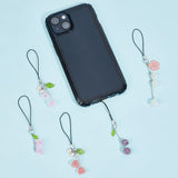 Lily of the Valley Acrylic Mobile Straps, with Alloy Enamel Charms and Polyester Cord Mobile Accessories Decoration, Mixed Color, 9.8~12.5cm, 6pcs/set