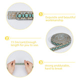 Polyester Braided Lace Trim, Garment Curtain Accessories, Turquoise, 3/4 inch(20mm), about 13.67 Yards(12.5m)/Card