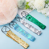 10Pcs 10 Color Wide Stretch Sparkling Polyester Headband, Elastic Sequin Headband, Hair Accessories for Girls, Mixed Color, 197x27x1.4mm, 1pc/color