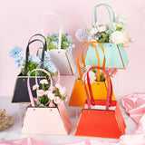 12Pcs 6 Colors Trapezoid Paper Flower Storage Bags with Handle, Bouquet Packaging Bags for Florist Shop, Mixed Color, 28.5x21x0.3cm, 2pcs/color