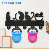 Wood & Iron Wall Mounted Hook Hangers, Decorative Organizer Rack, with 2Pcs Screws, 5 Hooks for Bag Clothes Key Scarf Hanging Holder, Cat Shape, 138x300x7mm