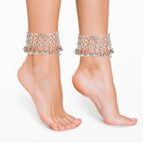 6Pcs 3 Styles Alloy Bell Charms Anklets for Women, Silver, 8-3/8~8-3/4 inch(21.2~22.2cm), 2Pcs/style
