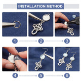 DIY Alloy with Glass Charm Earring Making Kit, Including Alloy Pendants & Links & Cabochon Settings, Glass Cabochons, Brass Earring Hooks & Jump Ring, Antique Silver & Platinum, Cabochons: 20Pcs