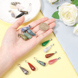 Natural/Synthetic Gemstone Pendants, with Stainless Steel Snap On Bails, Teardrop, 28~30x10~12mm, Hole: 6x4mm, 18pcs/box