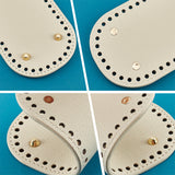 6Pcs 6 Style Flat Round PU Leather Knitting Crochet Bags Nail Bottom Shaper Pad, with Metal Nail, for Bag Bottom Accessories, Light Goldenrod Yellow, 12.2~21.7x5~15.1x0.4~1cm, Hole: 4.5~5mm, 1pc/style