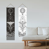 Moon & Sun Pattern Polyester Decorative Wall Tapestrys, for Home Decoration, with Wood Bar, Rope, Rectangle, Insect Pattern, 1300x330mm, 2pcs/set