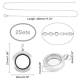 DIY Memory Locket Pendant Necklace Making Kit, Including 304 Stainless Steel Floating Locket Pendants & Necklace Making, Stainless Steel Color, 4Pcs/box