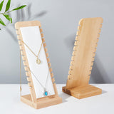Phyllostachys Pubescens Necklace Display Stand, Long Chain Display Stand, Rectangle, with Velvet, Floral White, 10x16x27.4cm